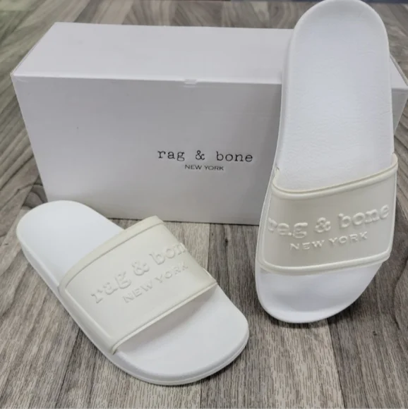 *Final Price* Rag & Bone White Pool Slides Shower Slides Size 9 NIB - Picture 1 of 7